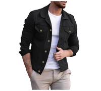 Chaqueta vaquera para hombre, cuello de muesca, monocolor, chaqueta de camisa informal, vaquera, chaqueta de otoño, corte regular, chaqueta cargo ligera, ropa de calle para exteriores, chaqueta retro