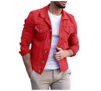 Chaqueta vaquera para hombre, manga larga, con botones frontales, ropa exterior informal para looks de trabajo, ropa de ciudad, viajes y temporadas de transición, diseñada para una cómoda construcción