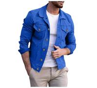Chaqueta vaquera para hombre, manga larga, con botones frontales, ropa exterior informal para looks de trabajo, ropa de ciudad, viajes y temporadas de transición, diseñada para una cómoda construcción
