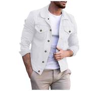 Chaqueta vaquera para hombre, manga larga, con botones frontales, ropa exterior informal para looks de trabajo, ropa de ciudad, viajes y temporadas de transición, diseñada para una cómoda construcción