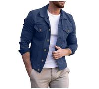 Chaqueta vaquera para hombre, manga larga, con botones frontales, ropa exterior informal para looks de trabajo, ropa de ciudad, viajes y temporadas de transición, diseñada para una cómoda construcción