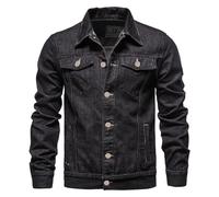 Chaqueta vaquera para hombre, monocolor, abrigo vaquero, chaqueta vaquera, tallas grandes, chaqueta vaquera, botones, solapa, chaqueta de trabajo, chaqueta de entretiempo, varios bolsillos, chaqueta