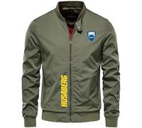 Chaqueta Verano Hombre Hu.sa.be.rg, Traje de Vuelo Ligero con Cremallera, Cazadora Cortaviento, Tejido(Green,L)