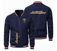 Chaqueta Verano Hombre Lam.borghini, Caqueta de Viento con Bolsillos con Cremallera, Moda Cálido Abrigos, BéIsbol(Navy,4XL)
