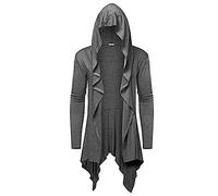 Chaqueta vintage con capucha para hombre, disfraz de Halloween Assassin's Creed Renaissance medieval para hombres, chaqueta ligera con cremallera, abrigo de cosplay con cordón, sudadera con capucha
