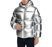 Chaquetas acolchadas brillantes para hombre, abrigo acolchado cálido resistente al viento con capucha, color sólido, chaqueta metálica térmica de invierno, ropa exterior elegante, suave, cómoda