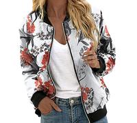Chaquetas Bomber De Mujer, Chaquetas Talla Grande Mujer, Elástica Puños Retro Moda Ligera Para Exteriores Elástica Cardigan Bomber Corte Regular Salvaje Cuello Redondo Otoño Y Primavera Casual Jacket