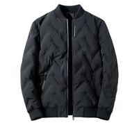 Chaquetas bomber para hombre, acolchadas con diamantes y acanaladas, ligeras, chaquetas de invierno para hombre, chaqueta acolchada ligera, Negro, 4XL