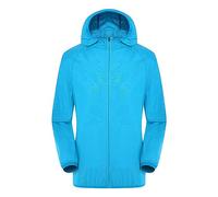 Chaquetas bomber para mujer, casual, a la moda, abrigo de béisbol universitario, chaqueta ligera con capucha para mujer, abrigo de manga larga resistente al viento, azul celeste, L