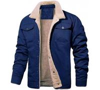 Chaquetas cargo con forro polar para hombre, abrigos cálidos y gruesos con solapa, chaqueta de forro polar de invierno con solapa de sherpa, abrigos térmicos de invierno, azul oscuro, 5XL