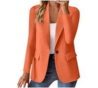 Chaquetas casuales para mujer, con frente abierto, manga larga, totalmente forradas, para el trabajo y la oficina, con bolsillos, naranja, XXL