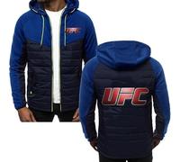 Chaquetas con Capucha Informales de plumón para Hombre, Sudadera con Capucha U-f-C, Sudadera con Cremallera Completa, Manga Larga, Chaqueta con Parches, Abrigos Deportivos,B-L