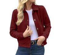 Chaquetas cortas de gamuza sintética para mujer, abrigo vintage con botones, solapa casual, manga larga, chaqueta bomber elegante, forro de motocicleta, ropa exterior, hombreras, ropa de calle corta