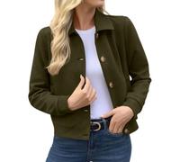 Chaquetas cortas de gamuza sintética para mujer, abrigo vintage con botones, solapa casual, manga larga, chaqueta bomber elegante, forro de motocicleta, ropa exterior, hombreras, ropa de calle corta
