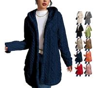 Chaquetas de forro polar de talla grande para mujer, cálido jacquard, cárdigan con capucha, abrigo de manga larga con botones borrosos