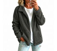 Chaquetas de forro polar para mujer, chaqueta de invierno con cremallera | Chaqueta Sherpa con cuello de solapa, abrigo de forro polar suave, grueso, cálido, abrigo con bolsillo frontal para otoño