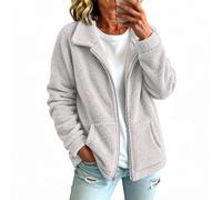 Chaquetas de forro polar para mujer, chaqueta de invierno con cremallera | Chaqueta Sherpa con cuello de solapa, abrigo de forro polar suave, grueso, cálido, abrigo con bolsillo frontal para otoño