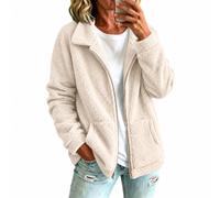 Chaquetas de forro polar para mujer, chaqueta de invierno con cremallera | Chaqueta Sherpa con cuello de solapa, abrigo de forro polar suave, grueso, cálido, abrigo con bolsillo frontal para otoño