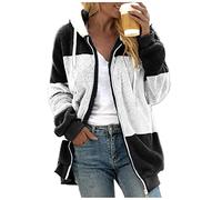 Chaquetas de forro polar para mujer, con capucha y cremallera completa, para invierno, cálida y esponjosa, de gran tamaño, manga larga, abrigo casual con bolsillos, C-negro, 4XL