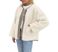 Chaquetas De Forro Polar Sherpa Afelpadas para Mujer con Botones Manga Larga Pana Patchwork Prendas De Vestir Exteriores con Bolsillos Cálidas Chaquetas De Peluche para Mujer Abrigo Sin Capucha Pre