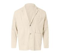 Chaquetas de Hombre Delgadas Color Sólido Casual Slim Fit de Algodón y Lino Chaqueta con Dos Botones Blazer Clásicos Verano Vestido Simple Versátil Amplio con Solapa Dentado Abrigo, verde caqui, XXL