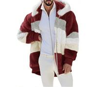 Chaquetas De Invierno De Terciopelo De Doble Cara Con Capucha, Abrigos De Felpa Informal Patchwork, Hombre Hoodies Polar Invierno Cálida, Ajuste Con Cremallera Cazadora Chaqueta Deportiva Hombre