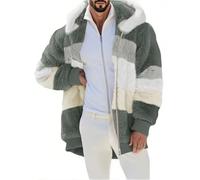 Chaquetas De Invierno De Terciopelo De Doble Cara Con Capucha, Abrigos De Felpa Informal Patchwork, Hombre Hoodies Polar Invierno Cálida, Ajuste Con Cremallera Cazadora Chaqueta Deportiva Hombre