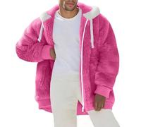 Chaquetas De Invierno De Terciopelo De Doble Cara Con Capucha, Abrigos De Felpa Informal Patchwork, Hombre Hoodies Polar Invierno Cálida, Ajuste Con Cremallera Cazadora Chaqueta Deportiva Hombre