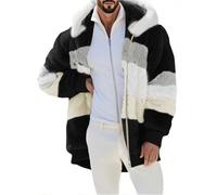 Chaquetas De Invierno De Terciopelo De Doble Cara Con Capucha, Abrigos De Felpa Informal Patchwork, Hombre Hoodies Polar Invierno Cálida, Ajuste Con Cremallera Cazadora Chaqueta Deportiva Hombre