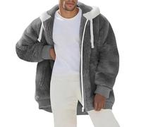 Chaquetas De Invierno De Terciopelo De Doble Cara Con Capucha, Abrigos De Felpa Informal Patchwork, Hombre Hoodies Polar Invierno Cálida, Ajuste Con Cremallera Cazadora Chaqueta Deportiva Hombre