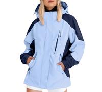 Chaquetas de invierno para mujer, estilo informal, con cremallera, para el trabajo, la oficina, para senderismo, caminar, ciclismo, secado rápido, para mujer, azul claro, L