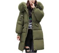 Chaquetas de invierno para mujer Reino Unido, abrigo acolchado de plumón largo tipo puffer para damas, chaqueta ligera e impermeable con capucha de piel, talla grande, gabardina delgada, ropa de