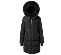 Chaquetas de invierno para mujer Reino Unido talla grande abrigos largos acolchados para mujer con capucha cremallera completa ajuste ceñido chaqueta acolchada para mujer acolchado grueso abrigo parka