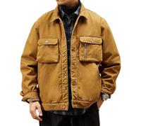 Chaquetas de mezclilla para hombre, con forro de sherpa, chaqueta de mezclilla gruesa para invierno, abrigo de mezclilla cálido de algodón casual para exteriores, caqui, 7XL