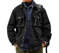 Chaquetas de mezclilla para hombre, con forro de sherpa, chaqueta de mezclilla gruesa para invierno, abrigo de mezclilla cálido de algodón casual para exteriores, Negro, 7XL