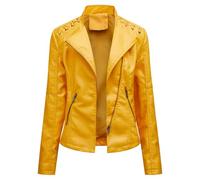 Chaquetas de mujer, chaqueta con cremallera, chaqueta corta de cuero, manga larga, corte entallado, abrigo informal para primavera y otoño.