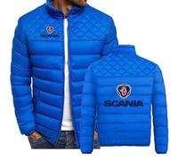 Chaquetas de Plumas con Cremallera Completa para Hombre para Scania, Chaqueta de Sudadera de Corte Entallado a la Moda, Abrigo de Cuello Alto cálido para otoño e Invierno,A-XXL