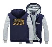 Chaquetas De Sudadera con Capucha para Hombre,The Beatles Imprimir Chaquetas con Cremallera Completa,Cárdigan de Manga Larga Chaqueta con Capucha de Moda Informal Unisex-Blue and Grey||XL