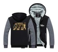 Chaquetas De Sudadera con Capucha para Hombre,The Beatles Imprimir Chaquetas con Cremallera Completa,Cárdigan de Manga Larga Chaqueta con Capucha de Moda Informal Unisex-Black and Grey||L