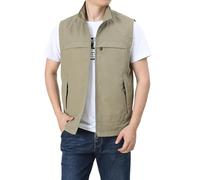 Chaquetas de trabajo sin mangas con cuello para hombre, chaleco de trabajo sin mangas con cremallera, chaleco ligero de secado rápido, elegante, versátil, chaleco reversible que retiene el calor con