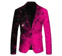 Chaquetas de traje con lentejuelas 3D para hombre, blazer brillante de moda para discoteca, fiesta, abrigo deportivo, chaqueta de baile de graduación, chaqueta de traje entallada con un botón y cuello