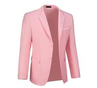 Chaquetas de traje para hombre, estilo casual, de dos botones, ajustadas, con bolsillos, para bodas, fiestas de graduación, Rosado, X-Small