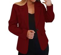 Chaquetas de traje para mujer, estilo casual, frente abierto, para oficina, trabajo, abrigos ligeros para primavera y verano, Rojo De La Sandía, L