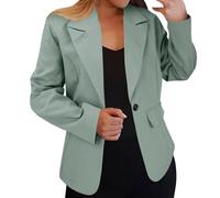 Chaquetas de traje para mujer, estilo casual, frente abierto, para oficina, trabajo, abrigos ligeros para primavera y verano, verde, 3XL