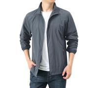 Chaquetas de verano para hombre, con cremallera completa, casual, con solapa, cortavientos, ligera, impermeable, puños elásticos, chaqueta cargo fina, color sólido, ropa deportiva de gran tamaño