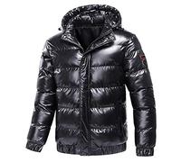 Chaquetas Hombre,Chaqueta Cálida De Invierno Con Capucha Para Hombre Moda Espesar Negro Brillante Extraíble Resistente Al Agua Chaquetas Para Exteriores Parka Acolchada Acolchada Abrigo A Prueba D