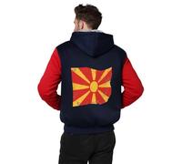 Chaquetas Hombre Macedonia Del Norte Bandera Nacional Chaqueta De Lana Sudaderas Capucha Forro Polar Cremallera Completa Casual Abrigo Cálido Invierno Talla Grande Ajuste Deportivo Holgado Relajado