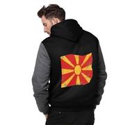 Chaquetas Hombre Macedonia Del Norte Bandera Nacional Chaqueta De Lana Sudaderas Capucha Forro Polar Cremallera Completa Casual Abrigo Cálido Invierno Talla Grande Ajuste Deportivo Holgado Relajado