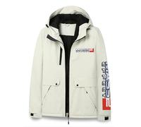 Chaquetas impermeables esquí hombre, chaqueta antiviento y forro de plumas para Mass Effect N7, chaqueta senderismo outdoor capucha, abrigo invierno múltiples bolsillos,Beige-x_l