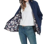 Chaquetas impermeables funcionales para mujer, reversible, con capucha, ligera, para entrenamiento al aire libre, senderismo, cortavientos, transpirables, activas al aire libre, azul marino, M